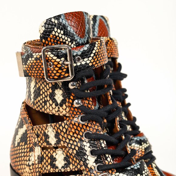 Chloe Rylee Multicolor Purple Python-Print Leather Ankle Boots - Picture 7 of 10